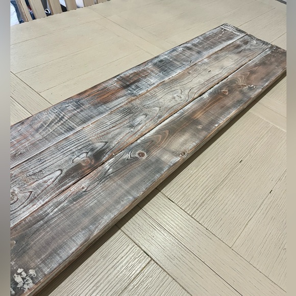 Large Rustic Wood Serving Board Tray Centerpiece-Distressed Torched White - Picture 4 of 11